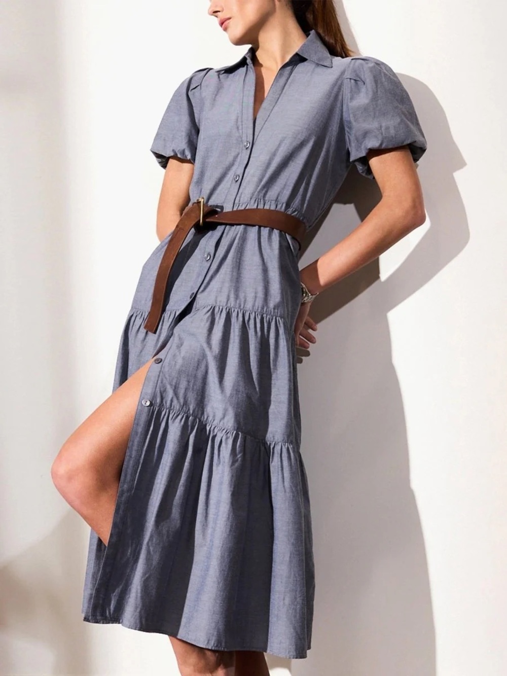Brochu Walker Slate Havana Button-Front Maxi Dress. Small - Picture 2 of 5